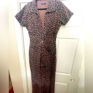 Jump suit. Cheetah print denim material